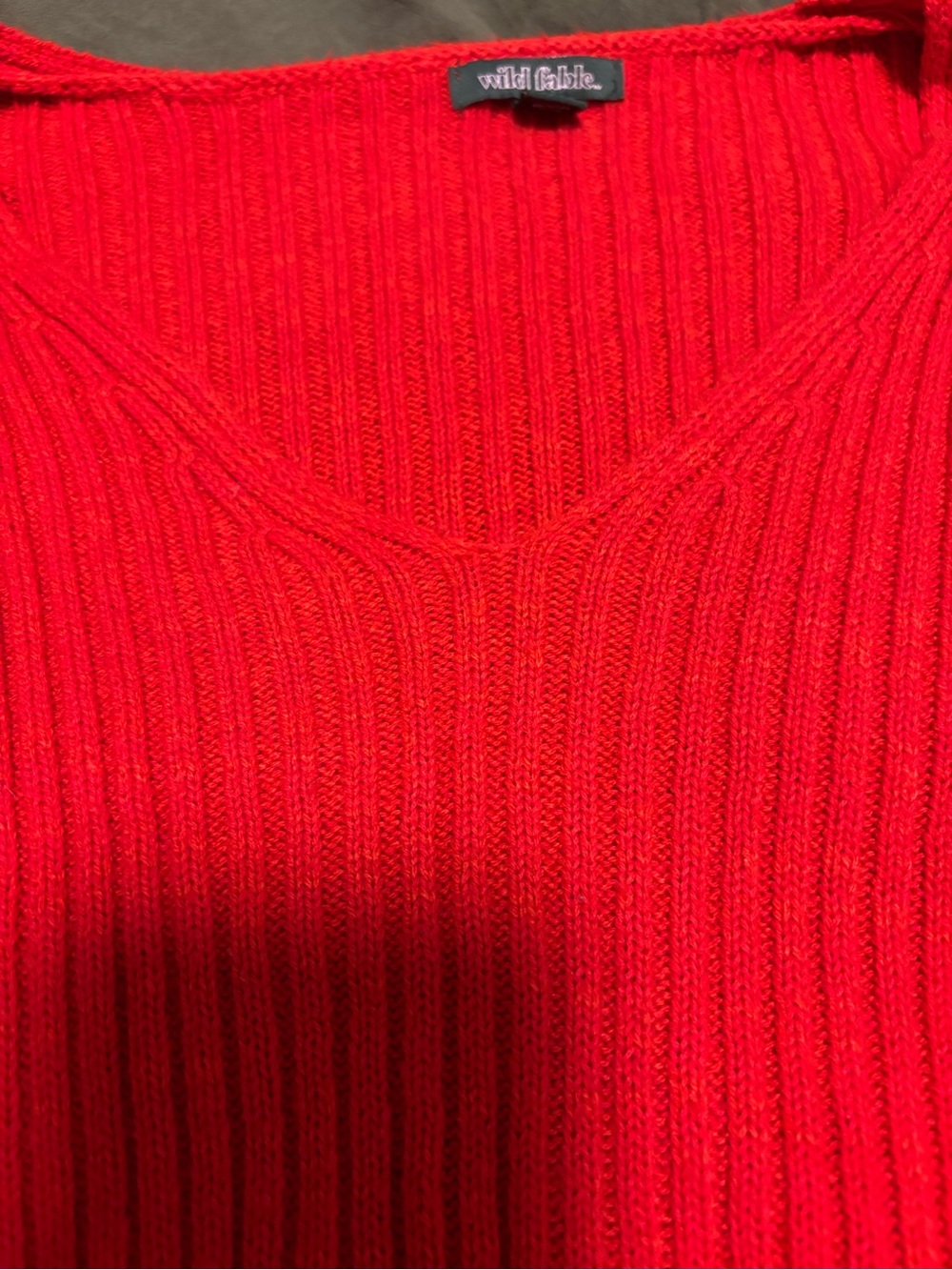 Wild Fable Ribbed V-Neck Sweater - Bright Red - Picture 2 of 3
